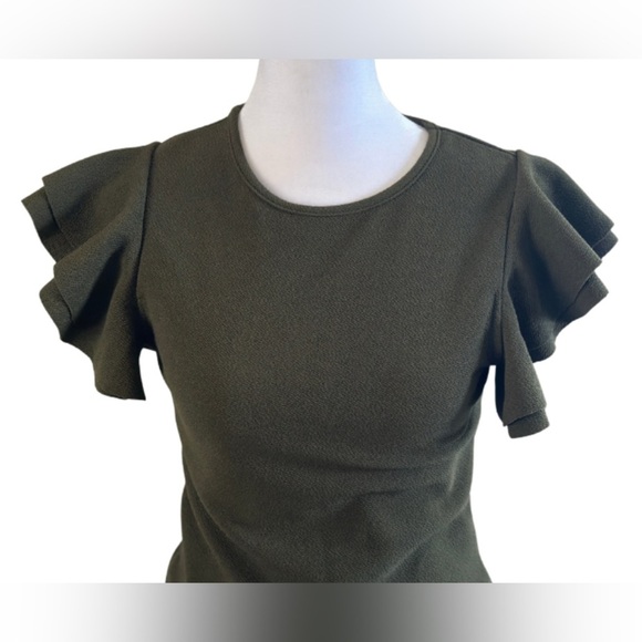 SHEIN Olive Green Ruffle Sleeve Bodysuit - Picture 5 of 7